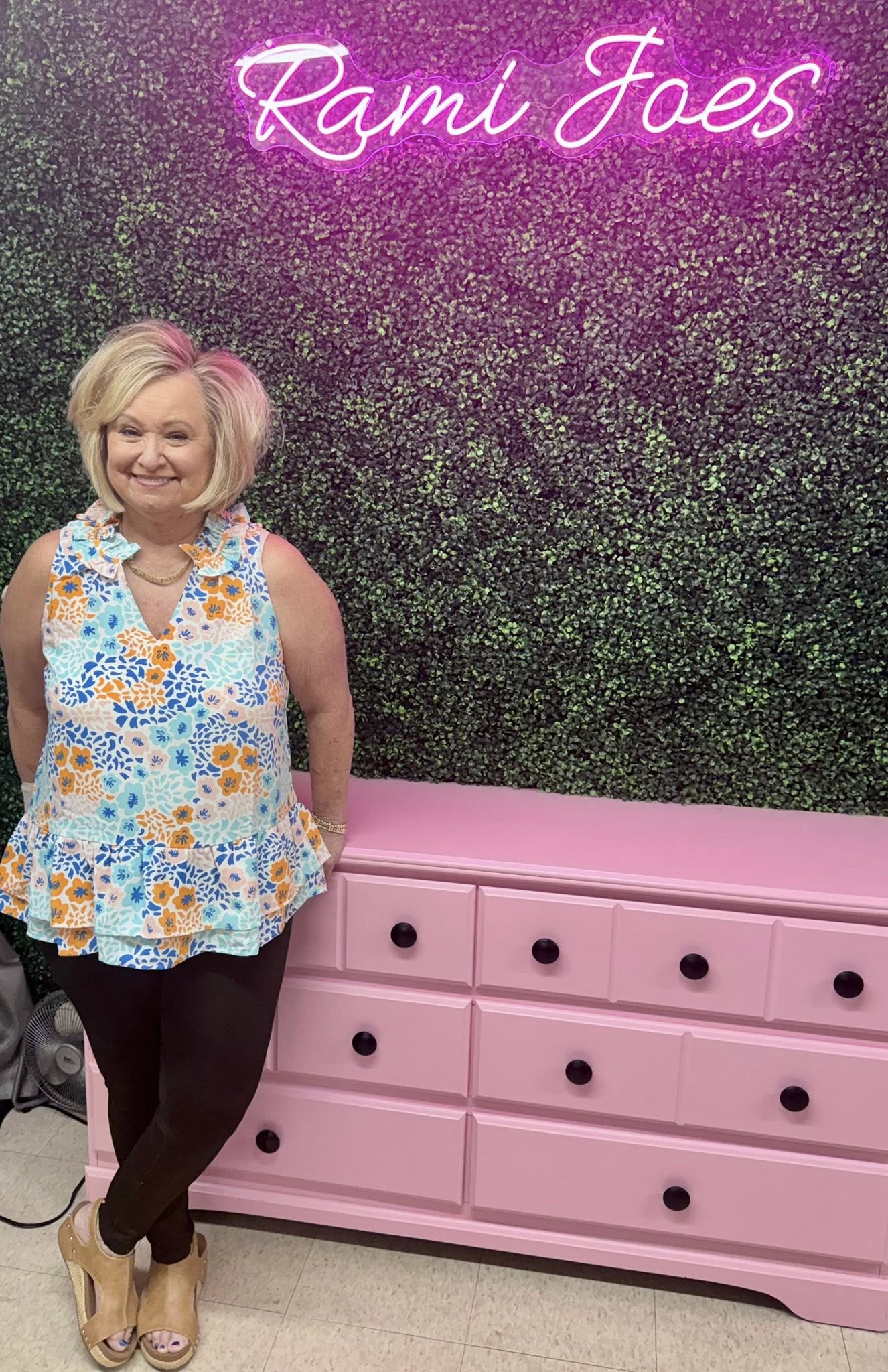 Blue Floral Jeanette Flounce Top