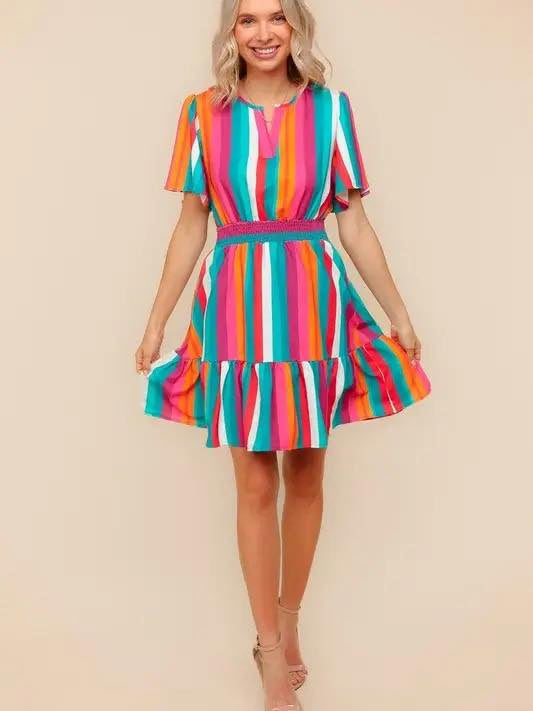 Multi Stripe Woven Dress