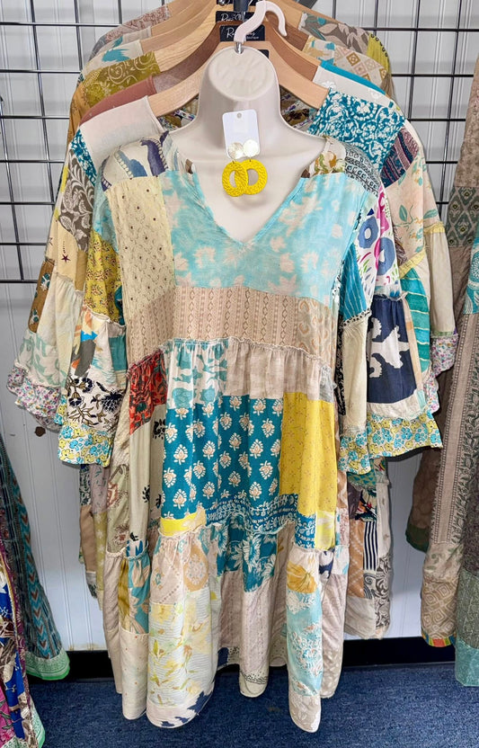 Patchwork Rayon Mini Dress