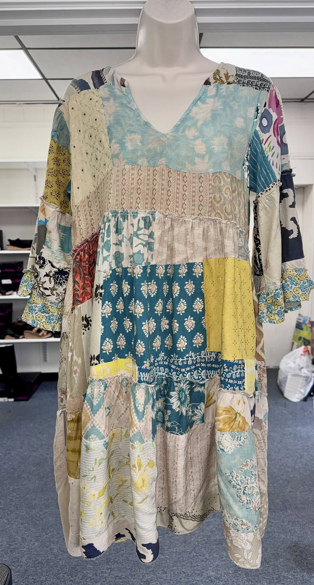 Patchwork Rayon Mini Dress