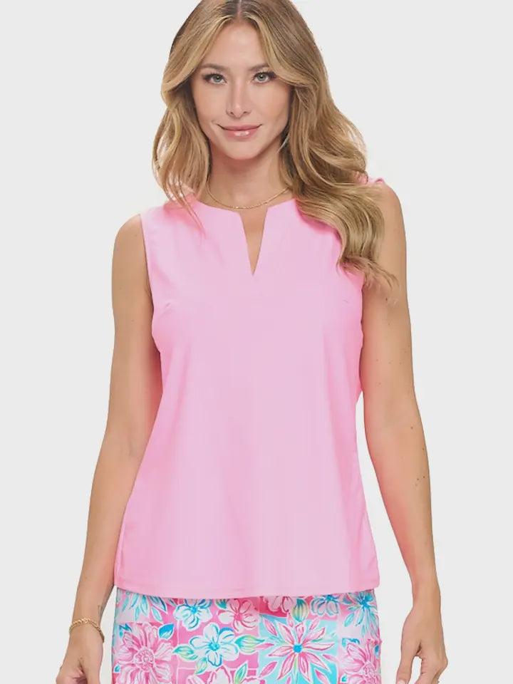 Gina Split Neck Sleeveless Top