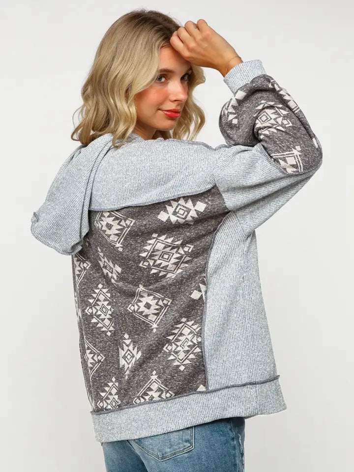 Plus Two Toned Hacci Floral Knit Top