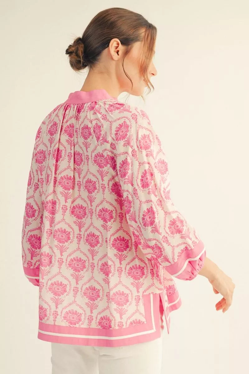 Pink v neck Blouse