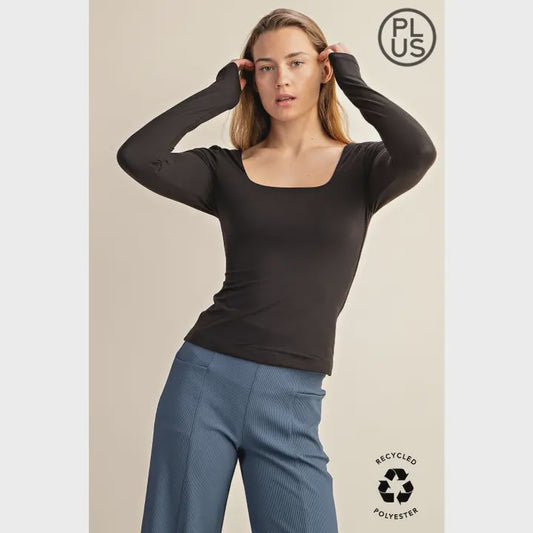 Plus Recycled Butter Square Neck Top