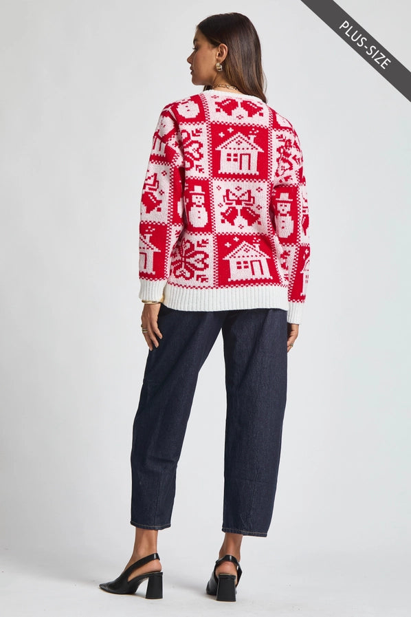 Checkered Plus Christmas Sweater