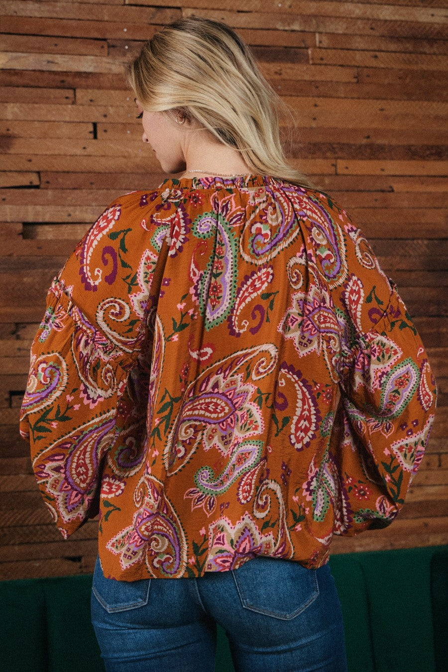 Paisley Printed Peasant Blouse