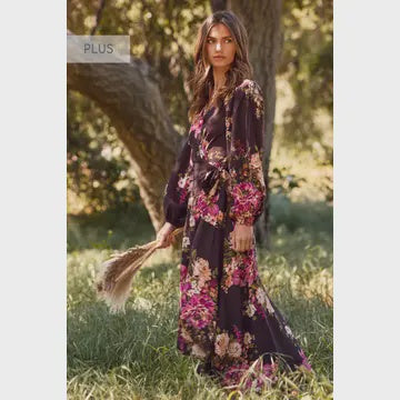 Wrapped Plus Floral Midi