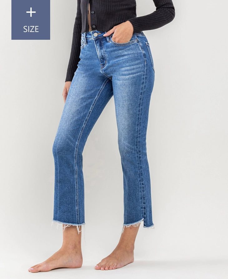 High Rise Raw Step Hem Kick Flare
