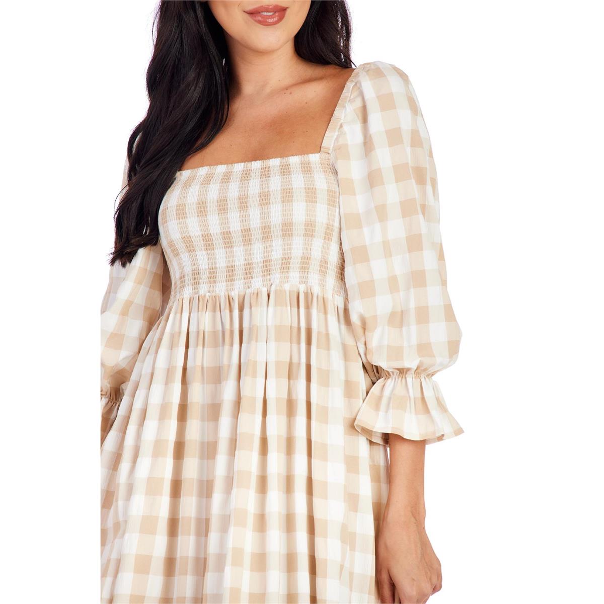 Byerly Checkered Smocked Midi Dress