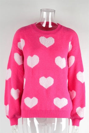 Fuzzy Pink Heart Sweater