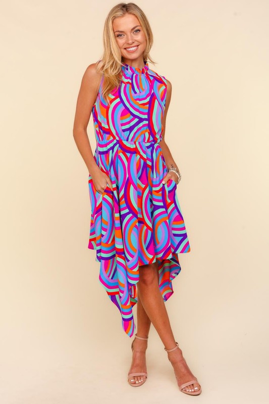 Mock Neck Sleeveless Dress