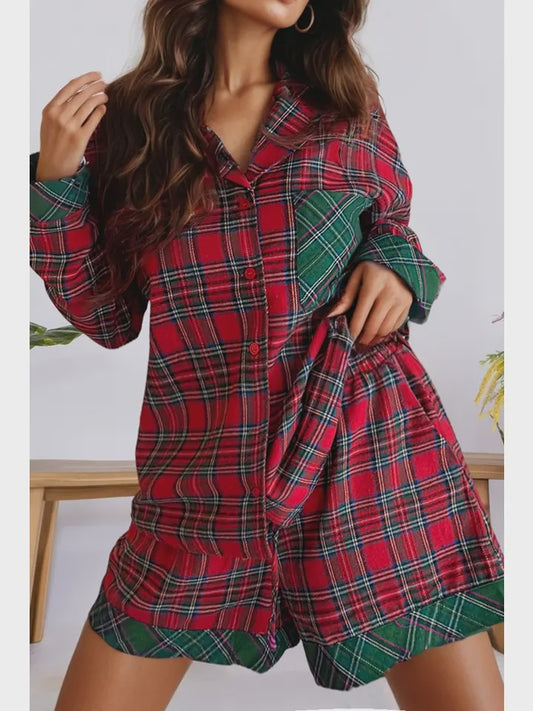 Plaid Patchwork Pajama Set