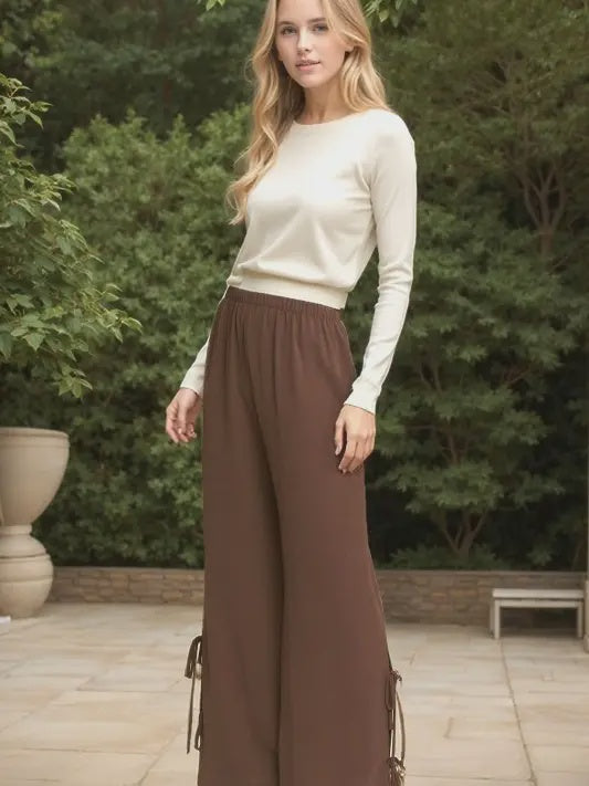Wide leg side tie pant
