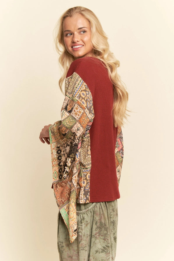 Boho Patchwork Knit plus top