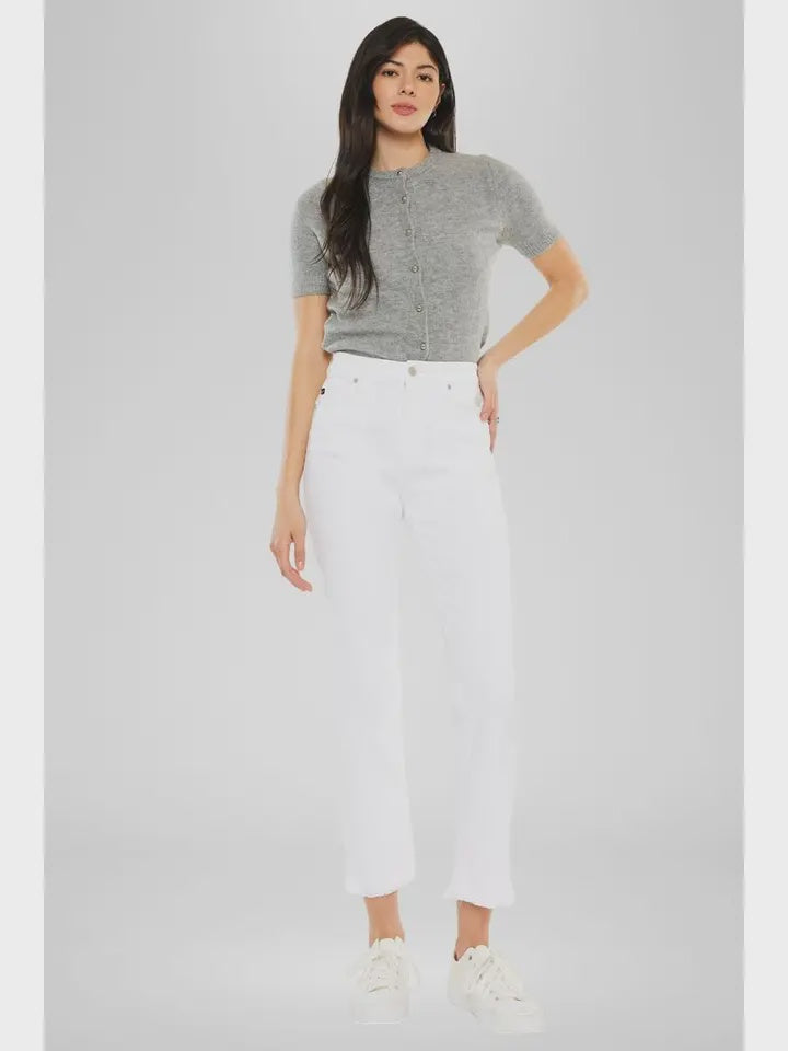 White split ankle jean