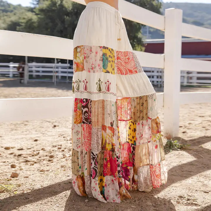 Boho Artisan Tiered Patchwork Pant