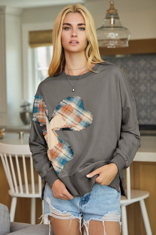 Mixed Print Clover Patch Sweatshirt