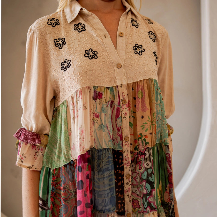 3/4 Ruffle Western Blouse