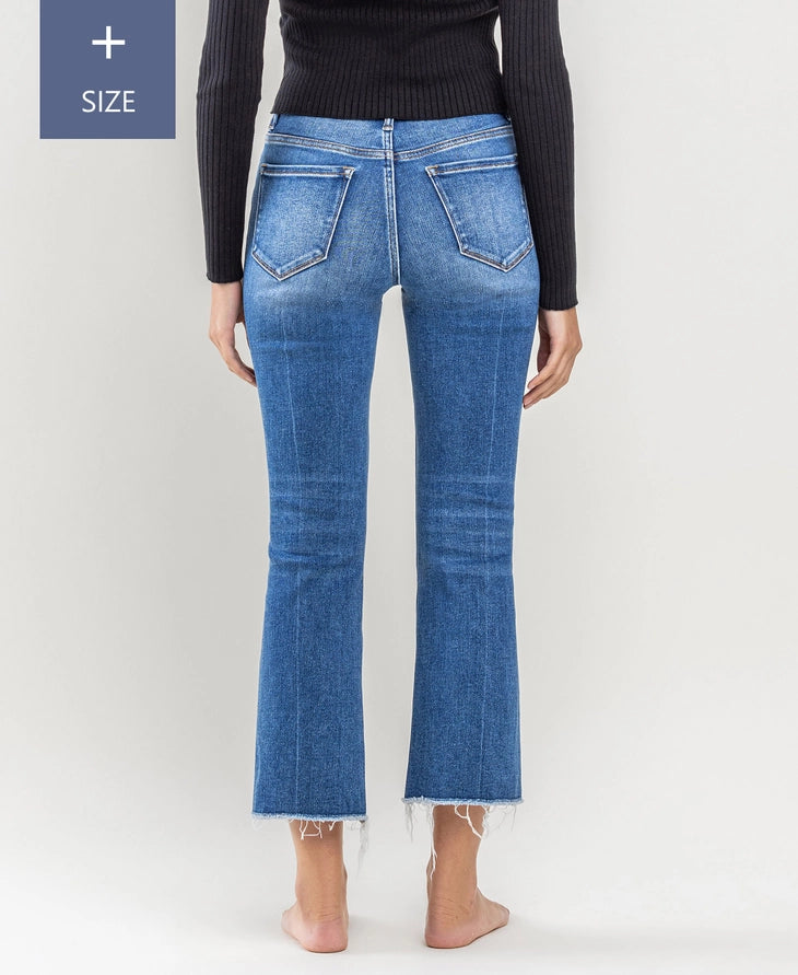 High Rise Raw Step Hem Kick Flare