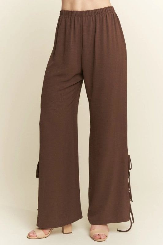 Wide leg side tie pant