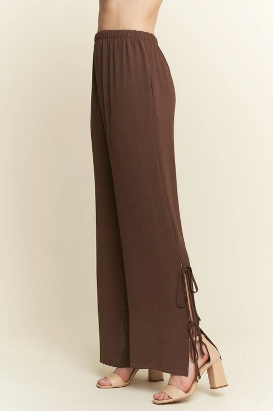 Wide leg side tie pant