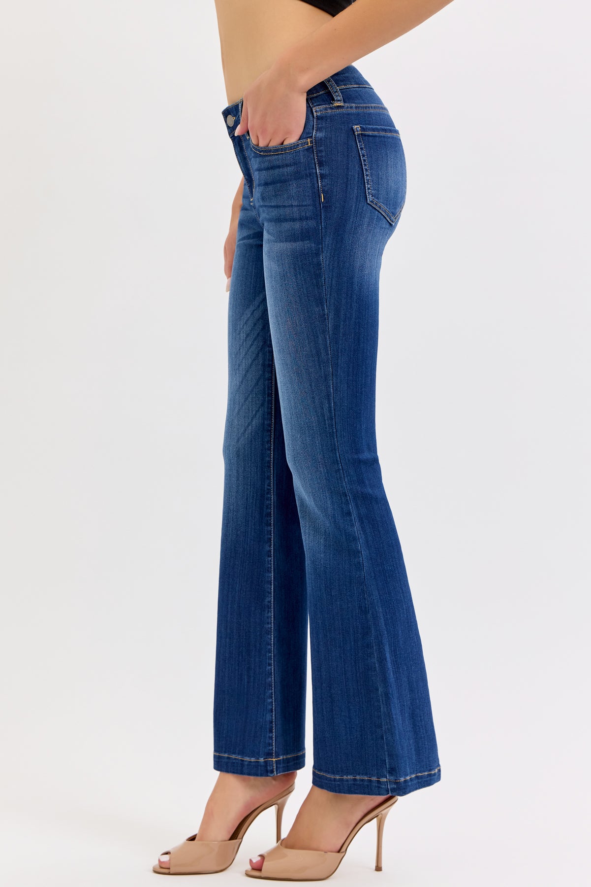 30" Button Mid Rise Flare Jean