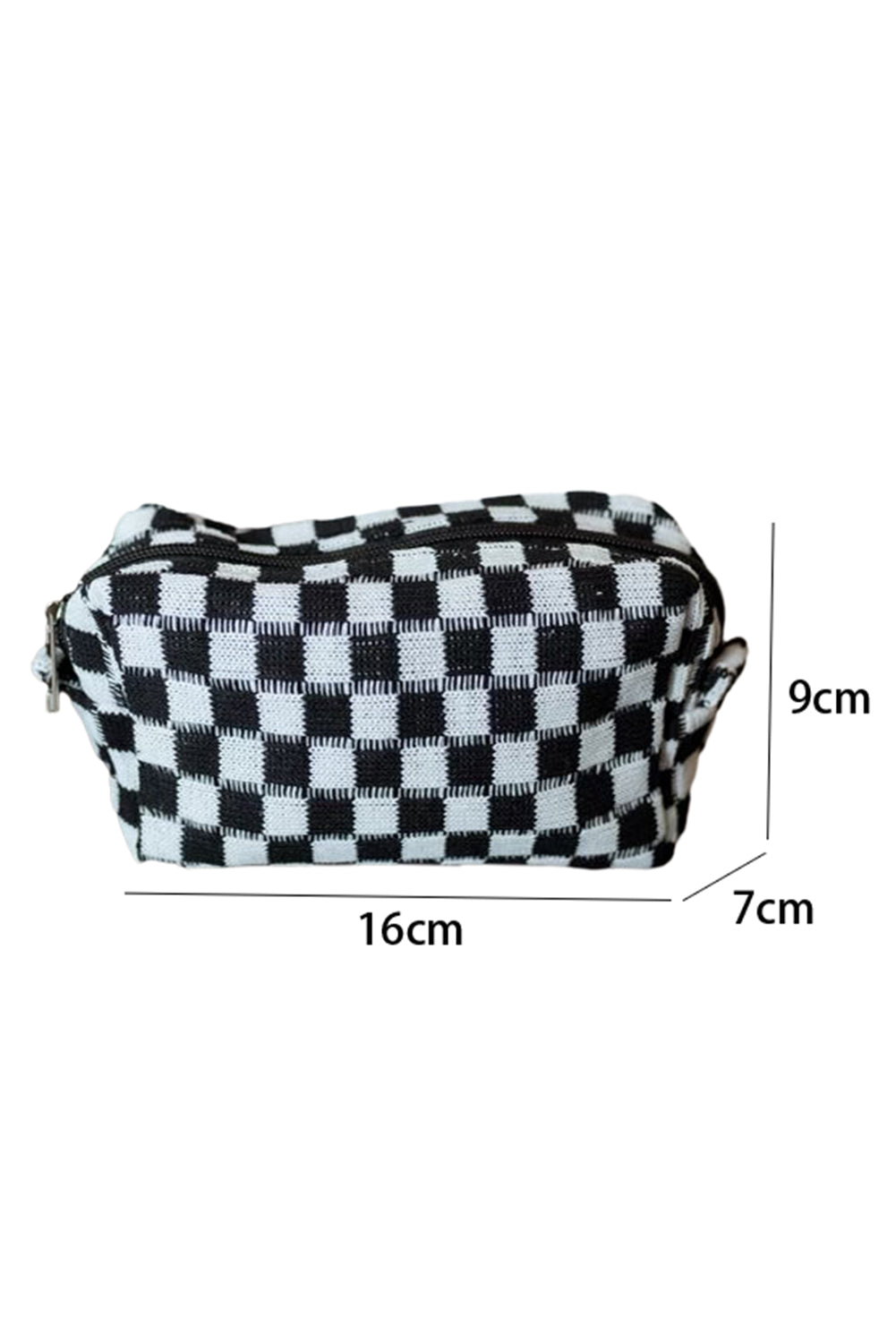 Black Checkered zipper Makeup Bag