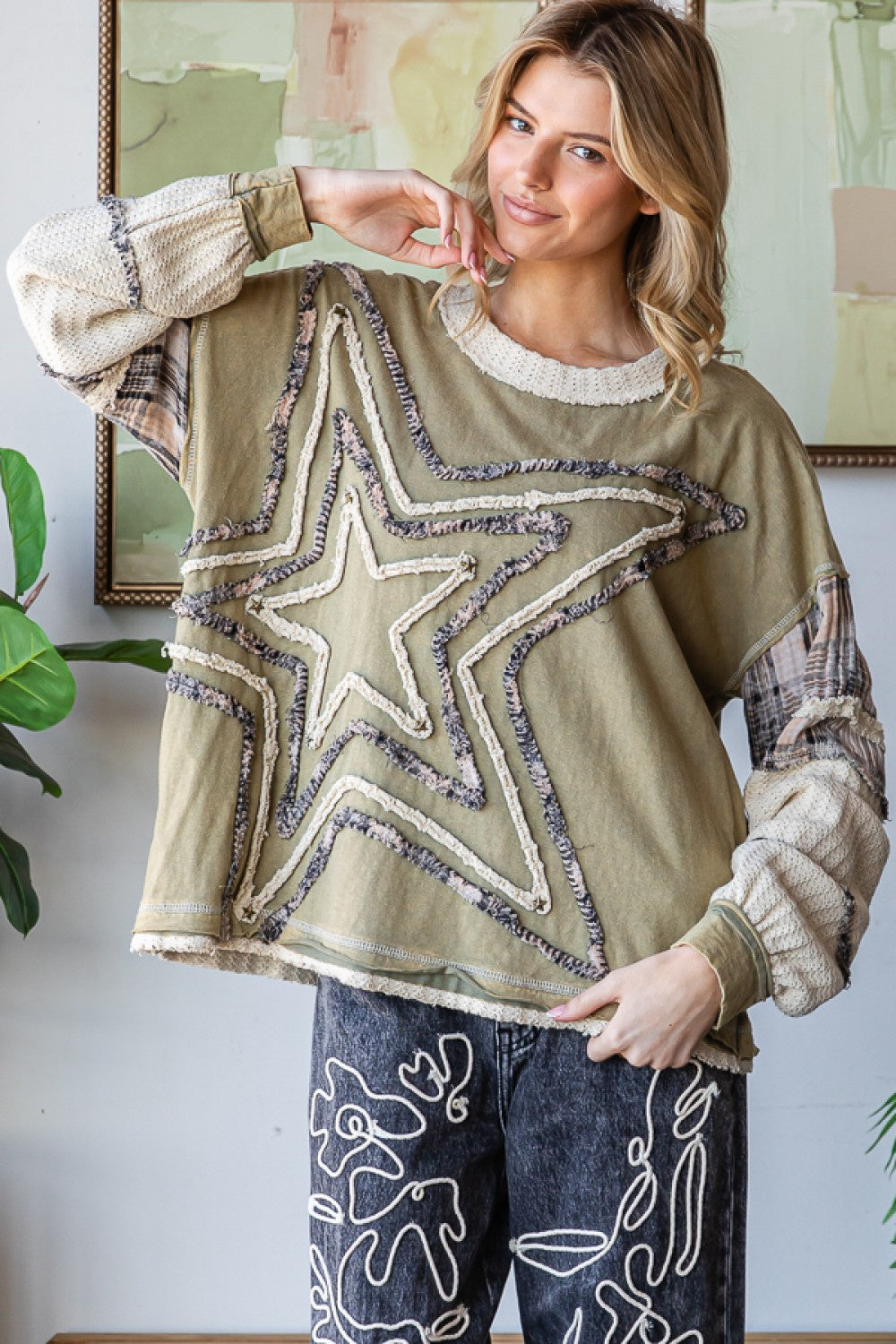 Star Patch Stud Sweater