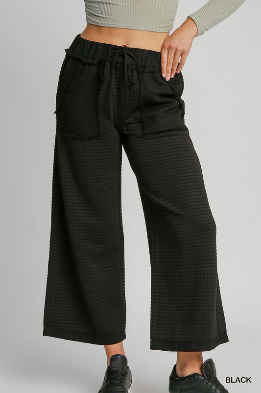 Black Textured Pull-On Pants