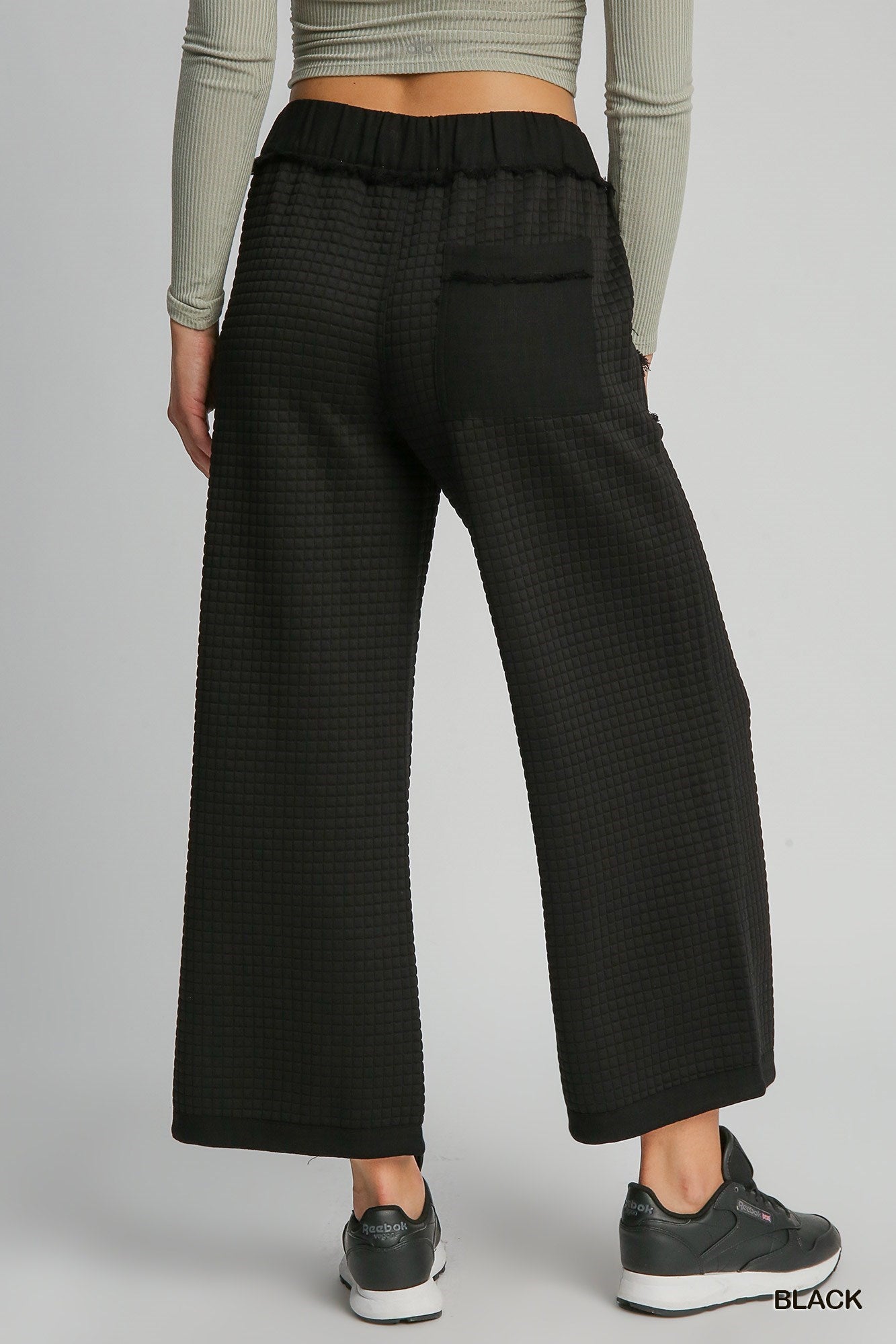 Black Textured Pull-On Pants