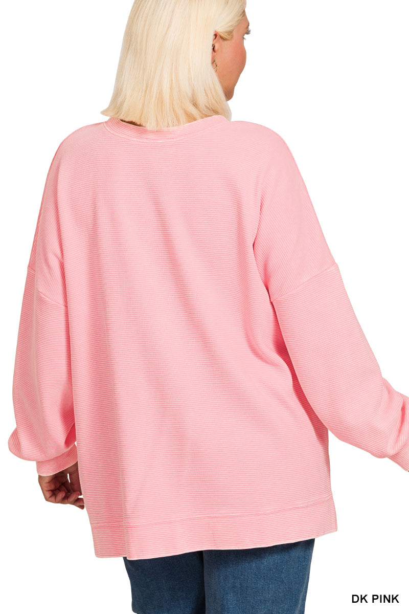 Double Ribbed Hi Low Sweatshirt