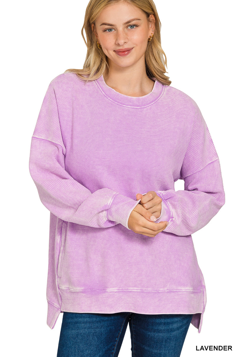 Double Ribbed Hi Low Sweatshirt