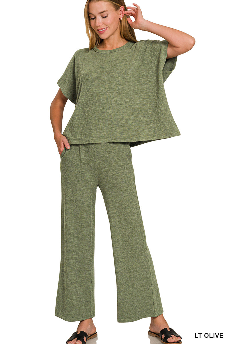 Cotton Slub Top & Pant Set