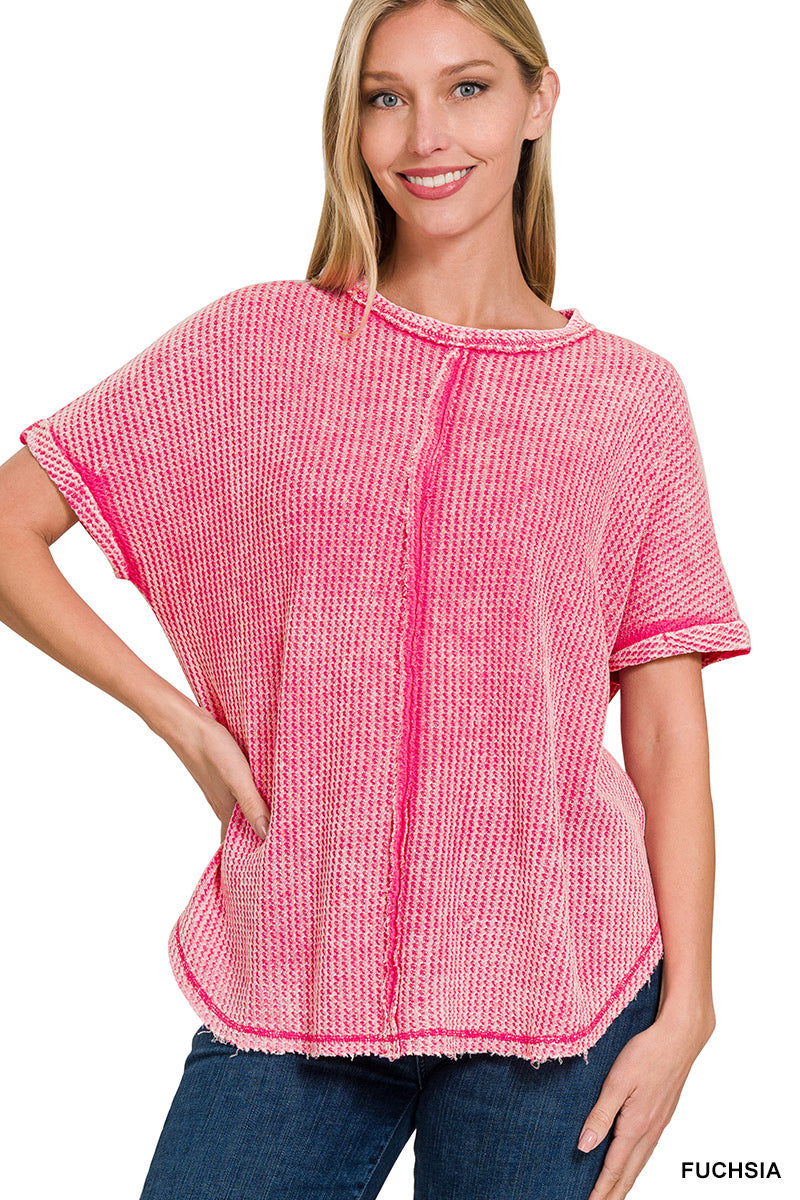 Baby Waffle Cuffed Sleeve Top