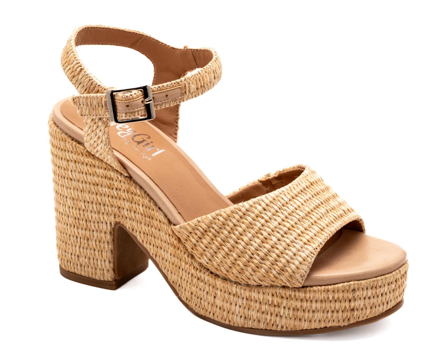 Cheers Raffia Block Heel