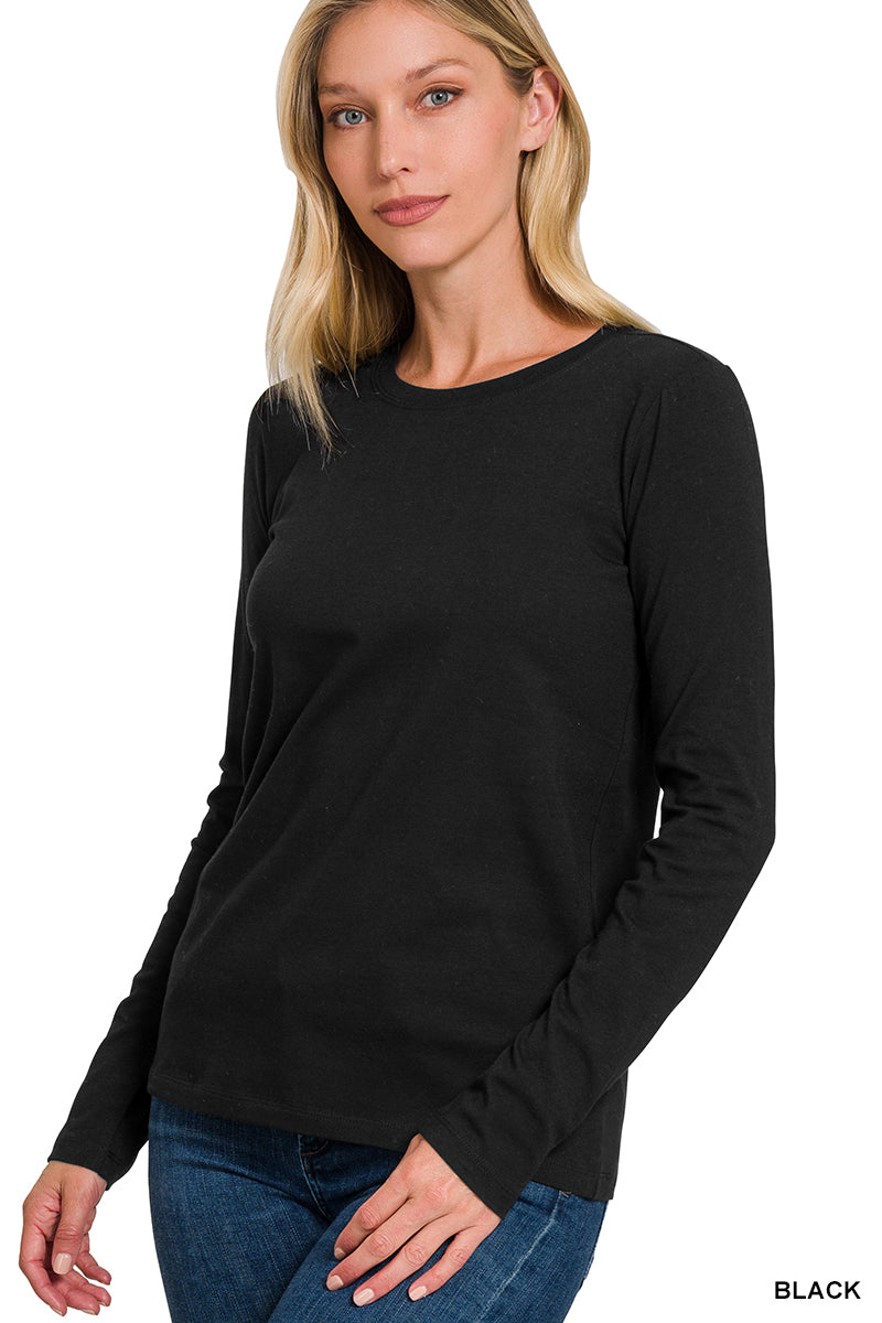 Cotton Long Sleeve Crew Neck Shirt