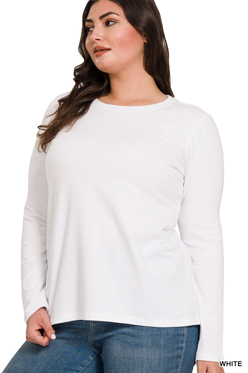 Cotton Long Sleeve Crew Neck Shirt