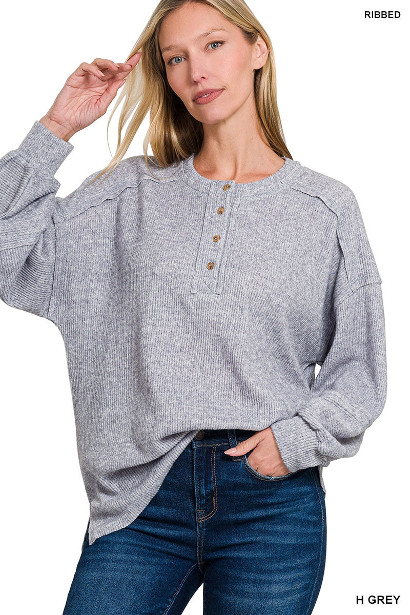 Hacci Melange Henley Sweater