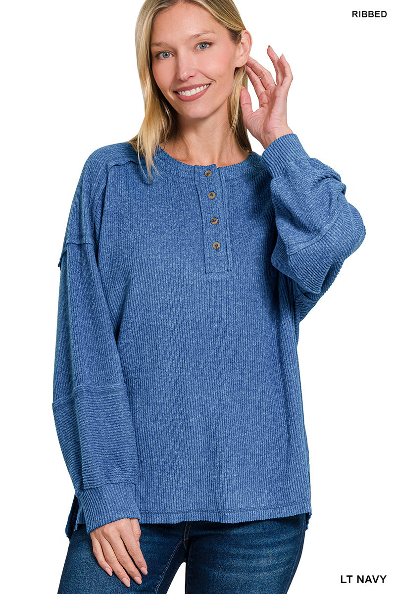 Hacci Melange Henley Sweater