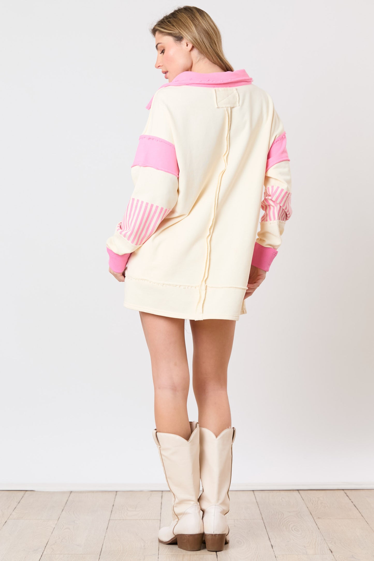 Washed Terry Cloth Striped Sweatshirt