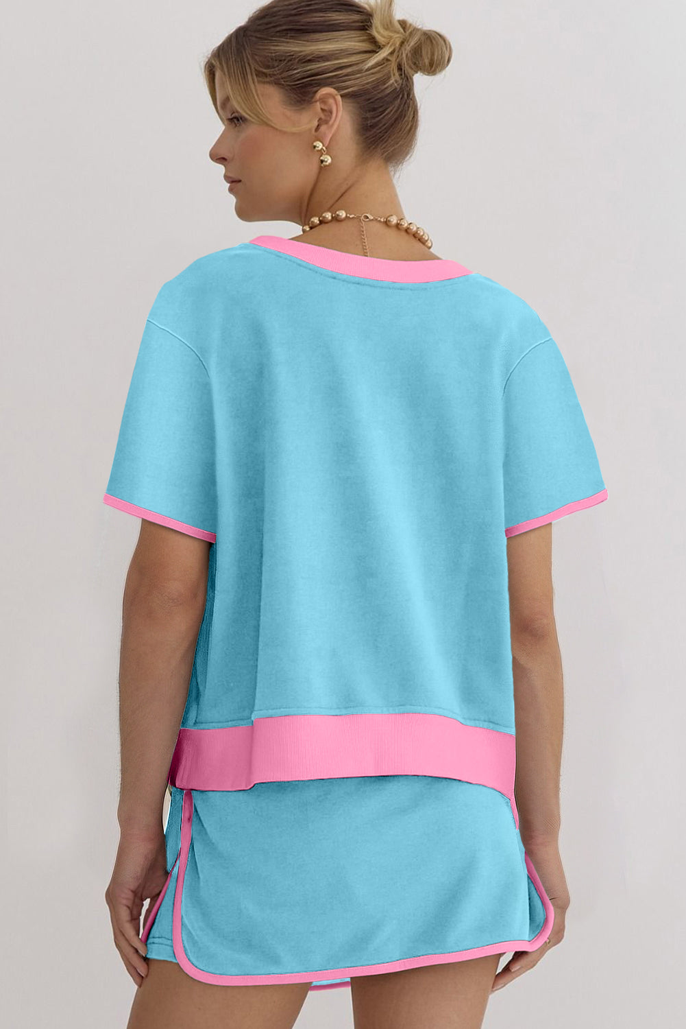 Colorblock Edge t shirt Skort Set