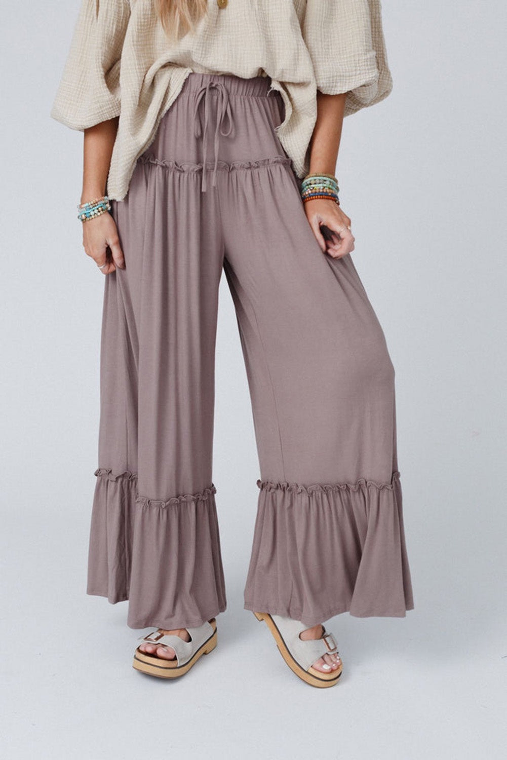 Mauve High Waist Wide Leg Pants