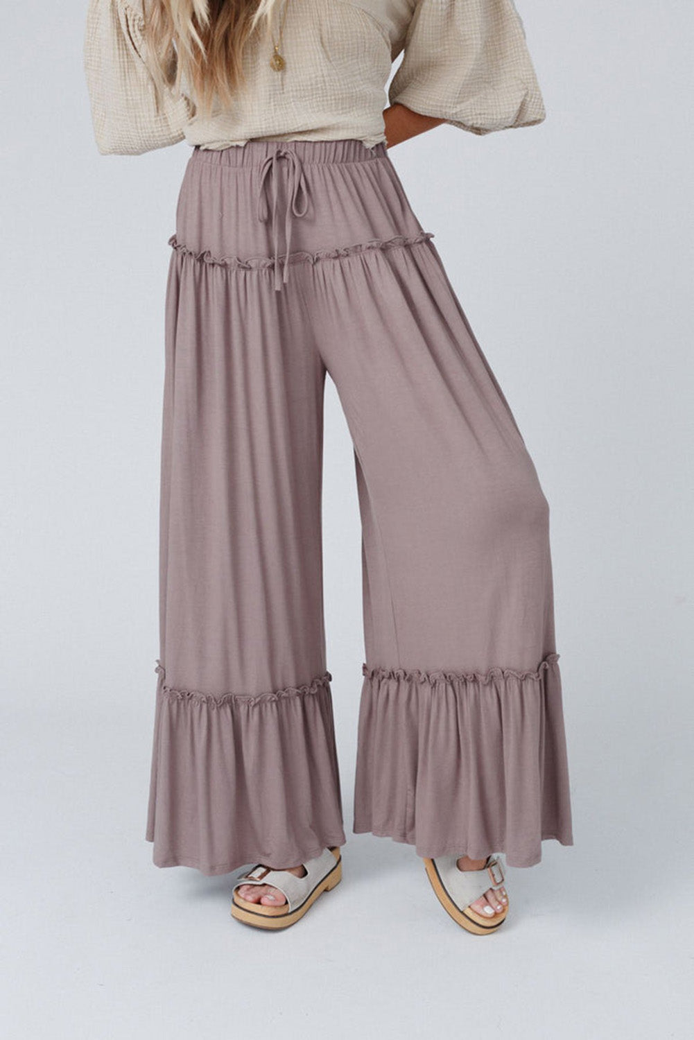 Mauve High Waist Wide Leg Pants