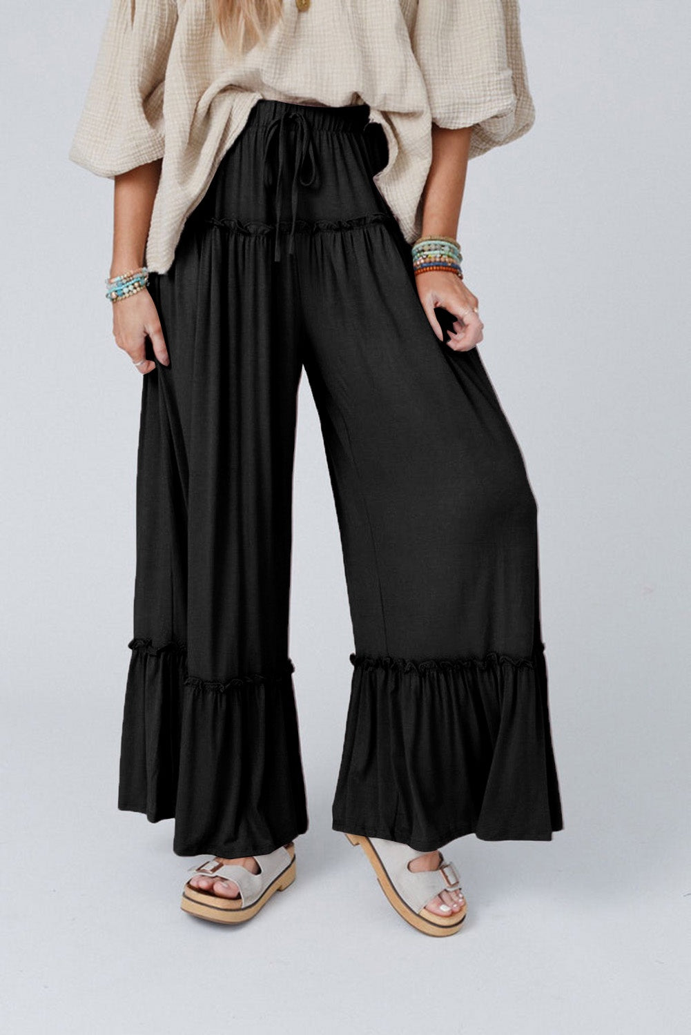 Black Pull-On Wide Leg Pants