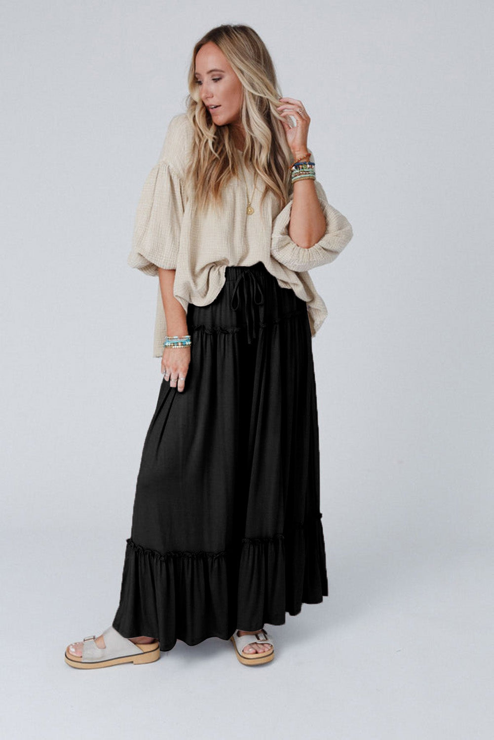 Black Pull-On Wide Leg Pants