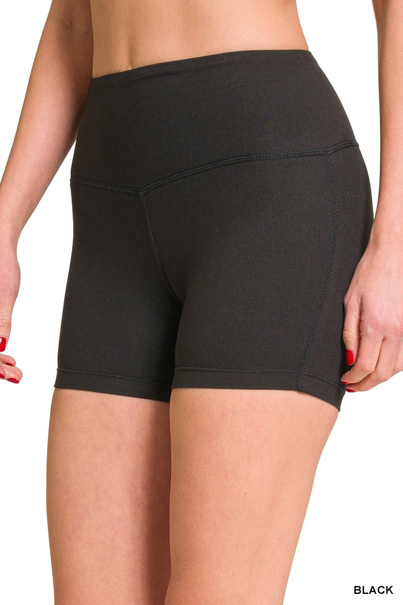 Microfiber Wide Waistband Biker Shorts