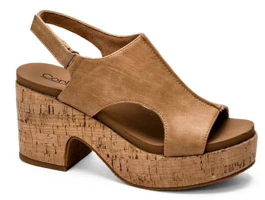 Miss Carley Caramel Cork Wedge