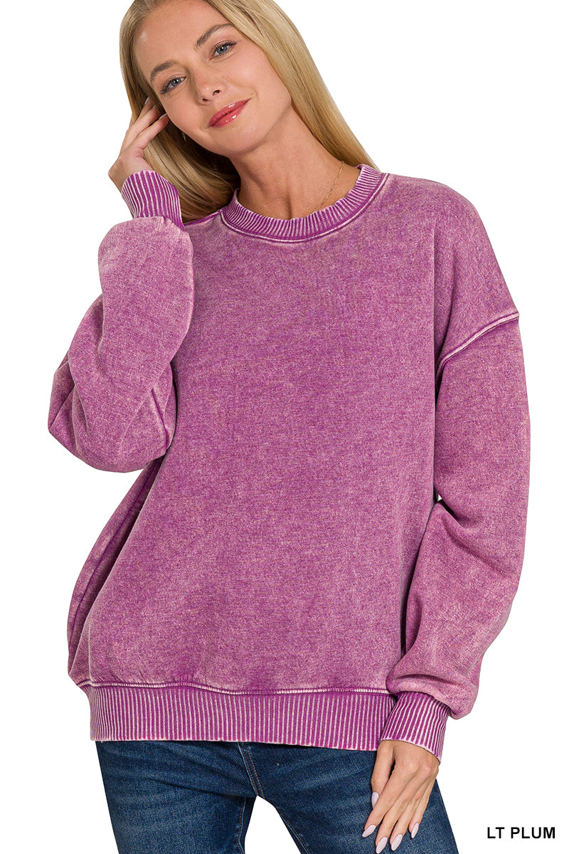 Acid Washed Fleece Oversized Pullover