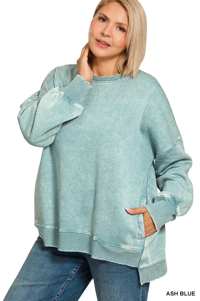 Fleece Hi-Low Hem Pullover