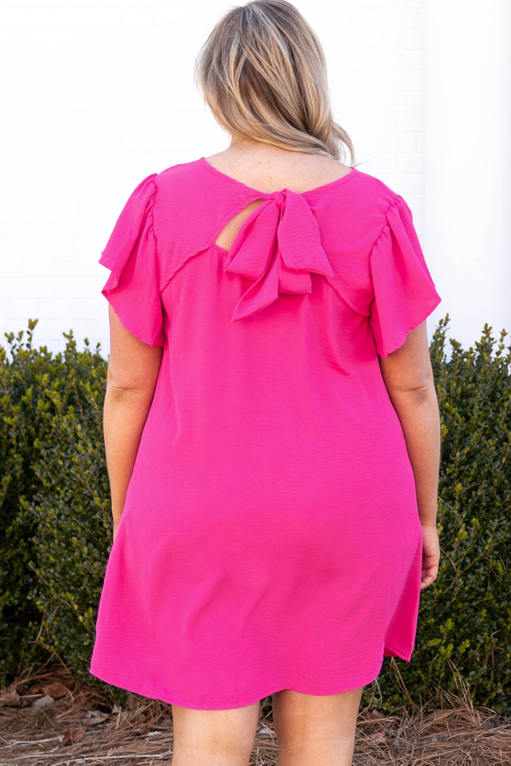 Hot Pink Bow Detail Mini Dress